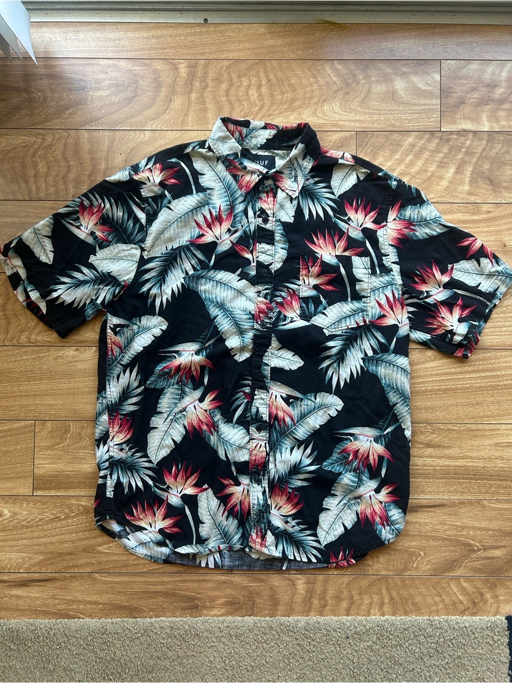 HUF Tropical Birds of Paradise Printed Short Sleeve Button Up Shirt